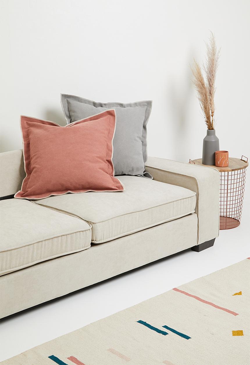 Sixth Floor - Duvha canvas cushion cover - brick & ivory overlock