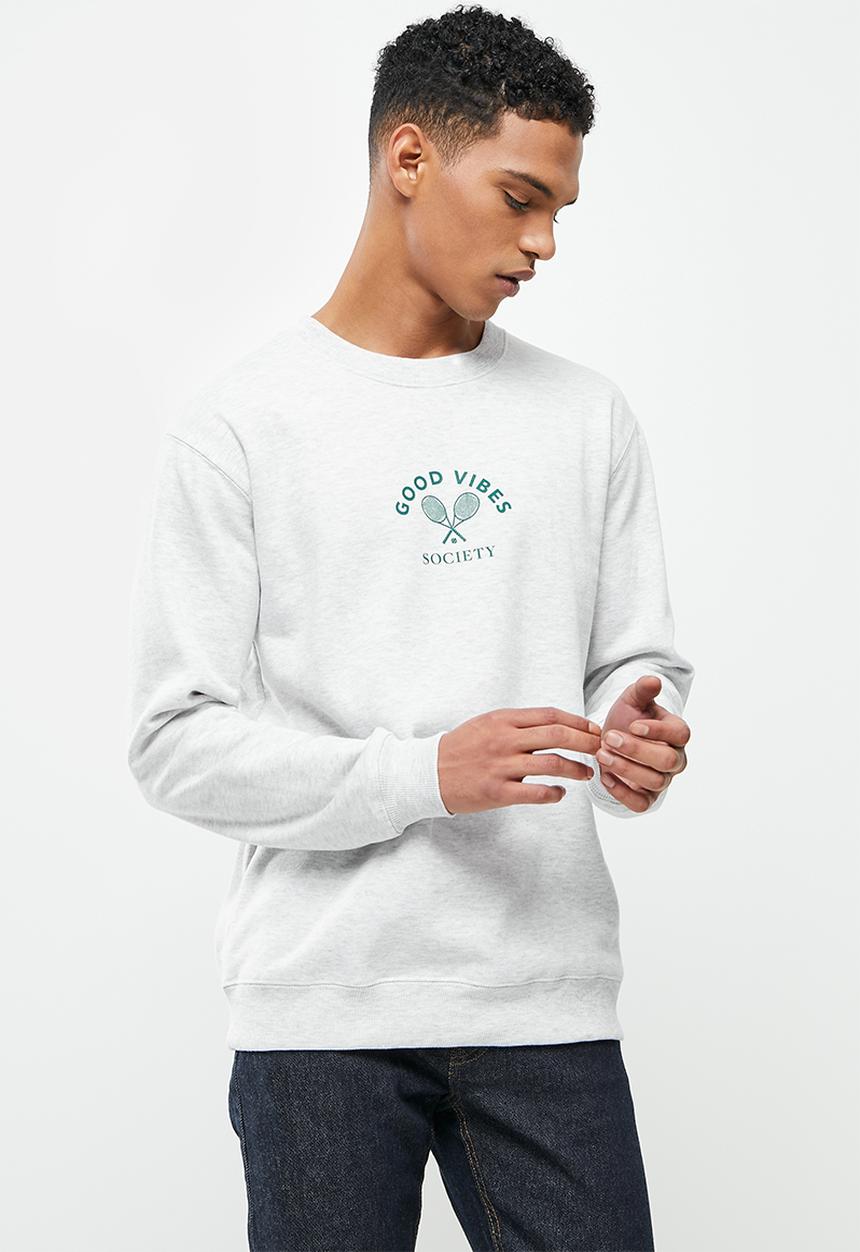 Cotton On - Graphic crew fleece - white marle