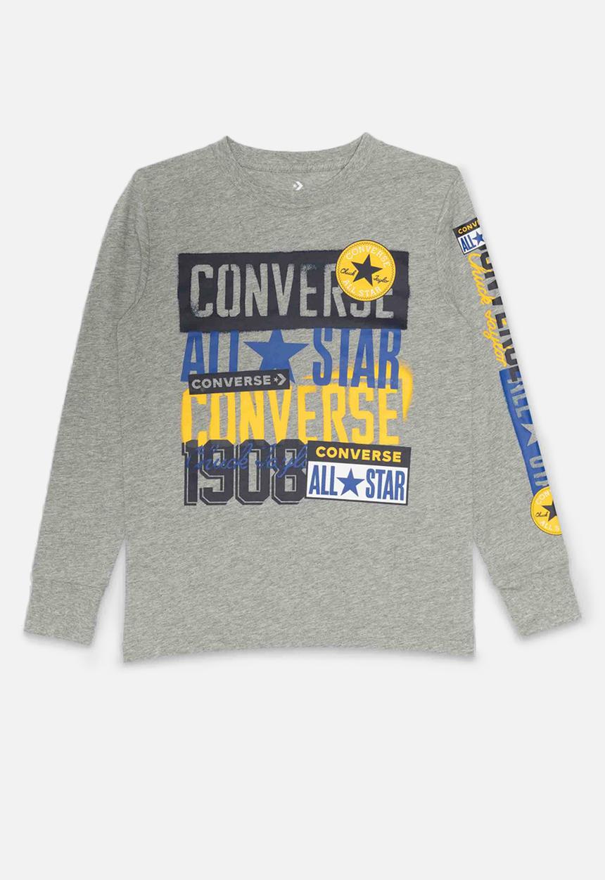 Converse - Converse boys logo stamp long sleeve tee - grey 