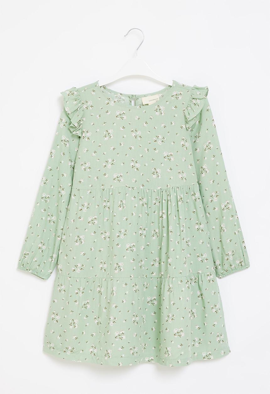 Superbalist Kids - Frill detail tiered dress - sage 