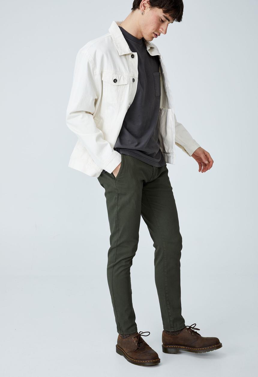 Cotton On - Skinny stretch chino - washed olive