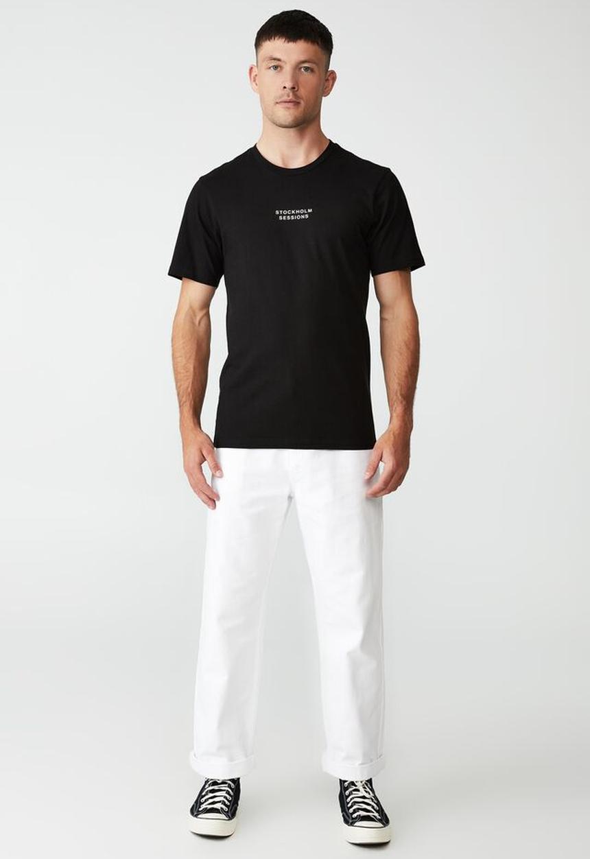 Cotton On - Tbar text T-shirt - black/stockholm sessions