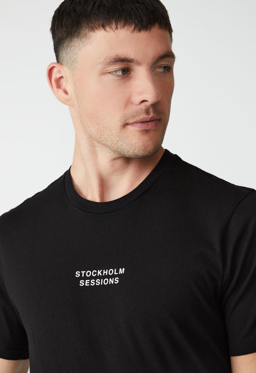 Cotton On - Tbar text T-shirt - black/stockholm sessions