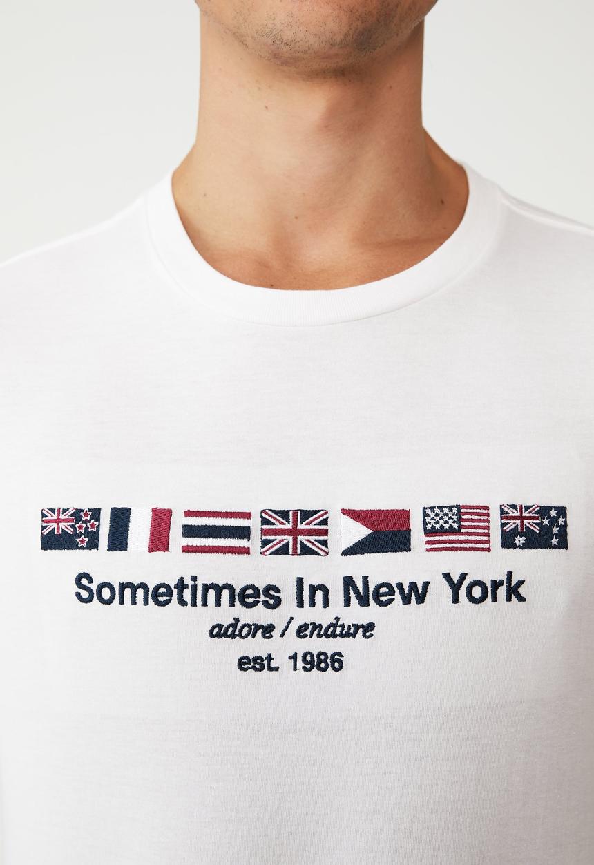 Cotton On - Tbar classic T-shirt - vintage white/sometimes in new york flags