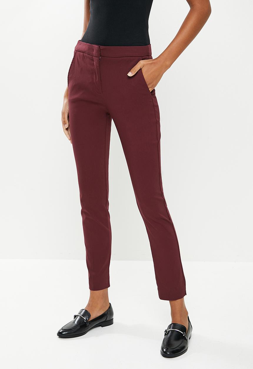 MANGO - Trousers cola - burgundy red