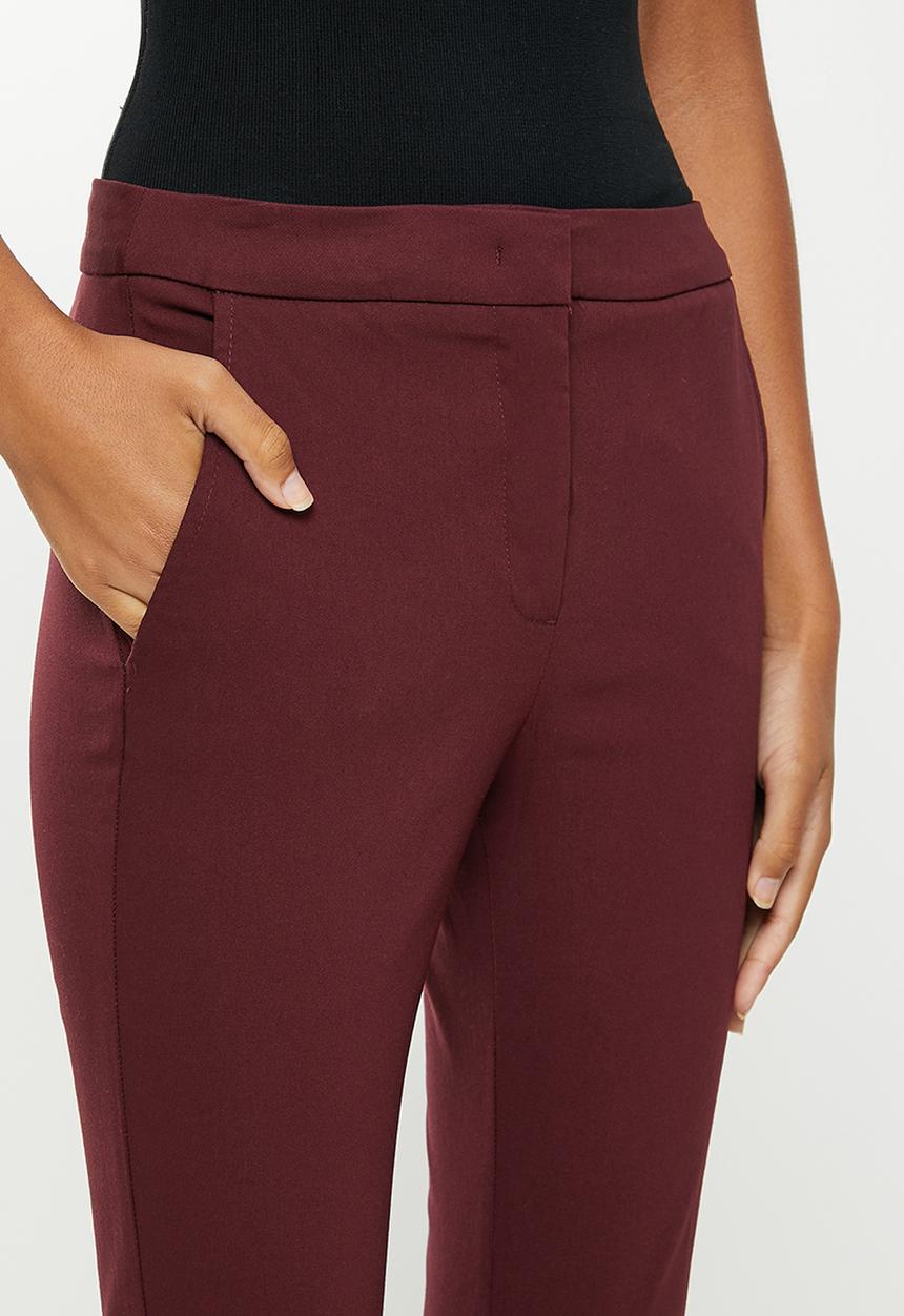 MANGO - Trousers cola - burgundy red