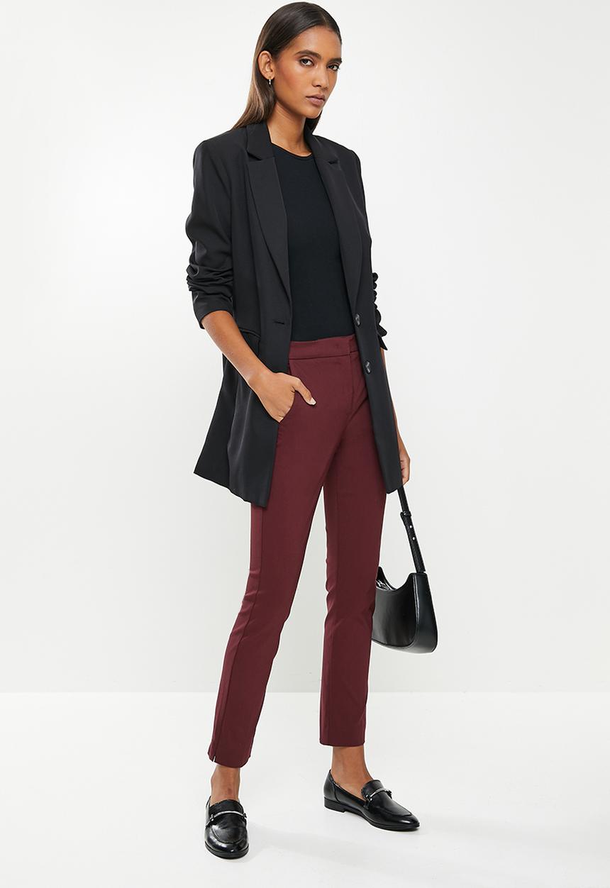 MANGO - Trousers cola - burgundy red
