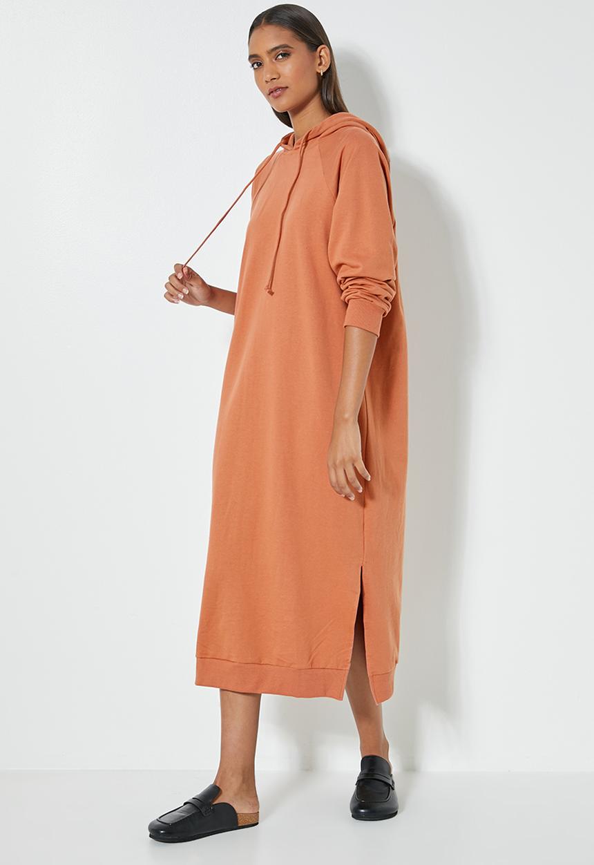 Superbalist - Hi slit hooded dress - baked clay