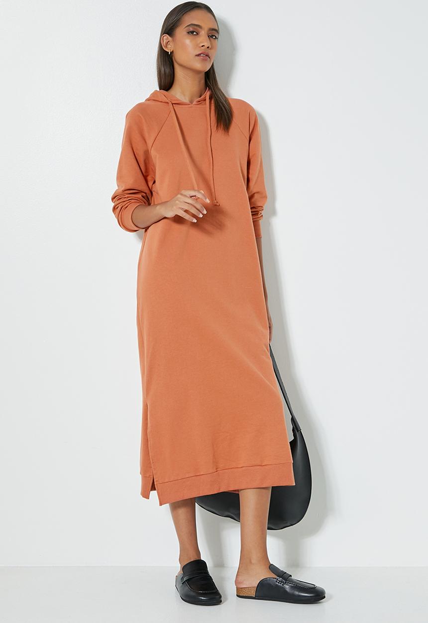 Superbalist - Hi slit hooded dress - baked clay