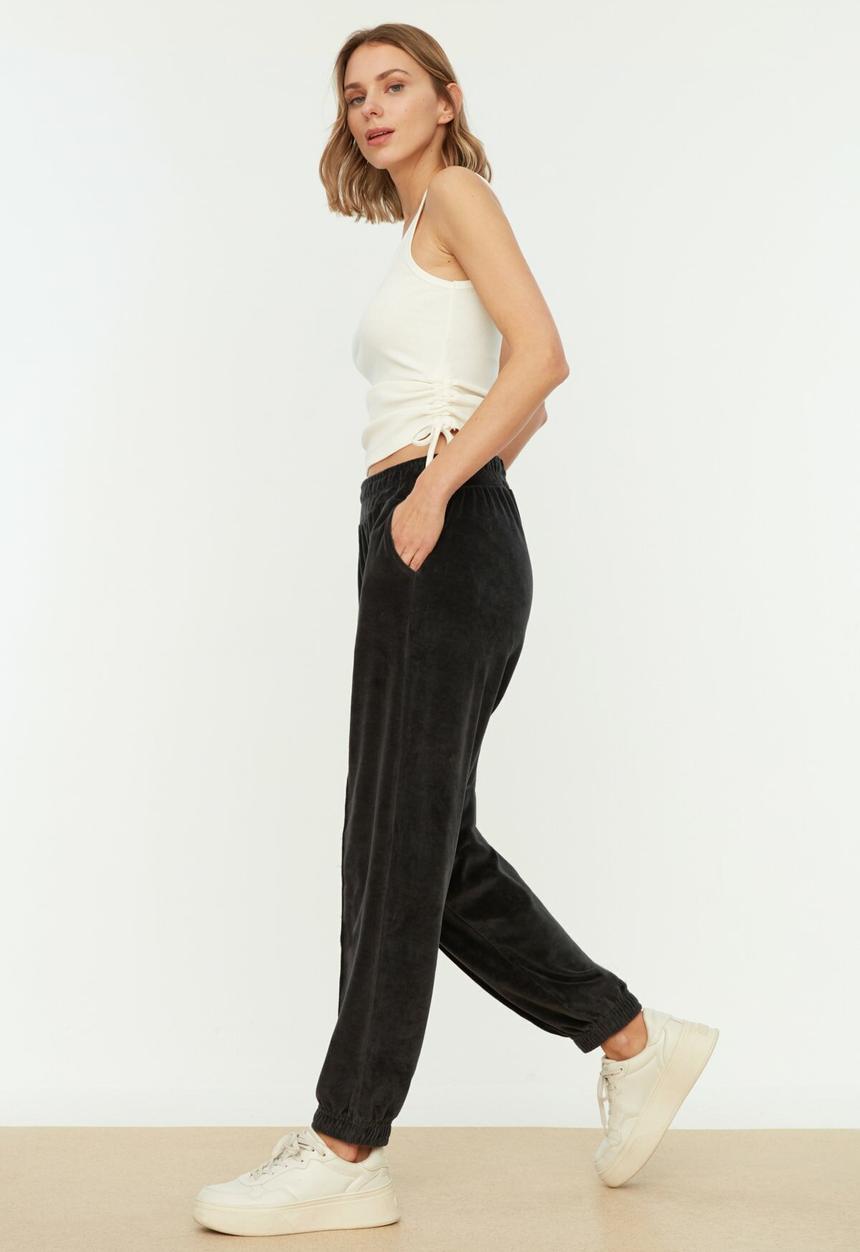 Trendyol - Velvet loose jogger sweatpants - anthracite