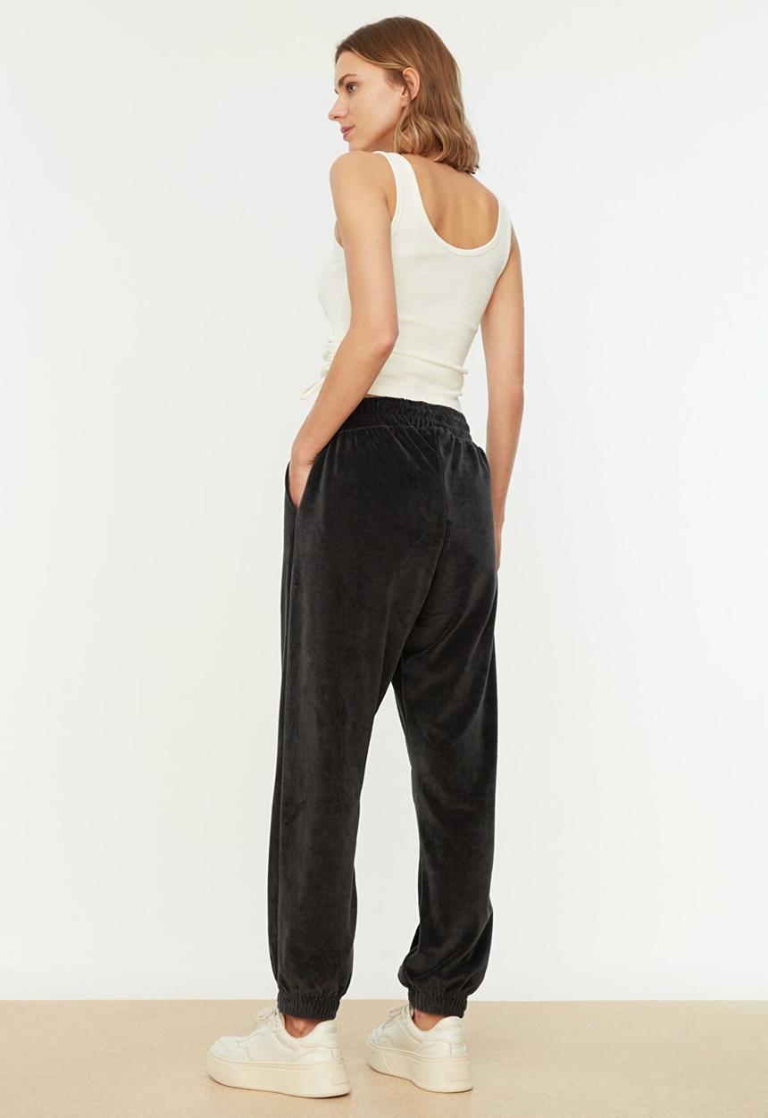 Trendyol - Velvet loose jogger sweatpants - anthracite