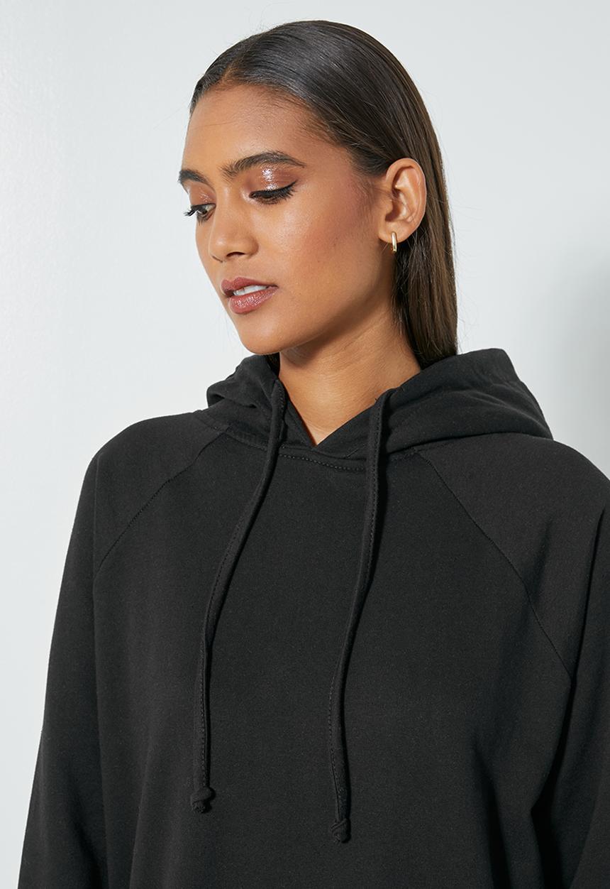 Superbalist - Hi slit hooded dress - black