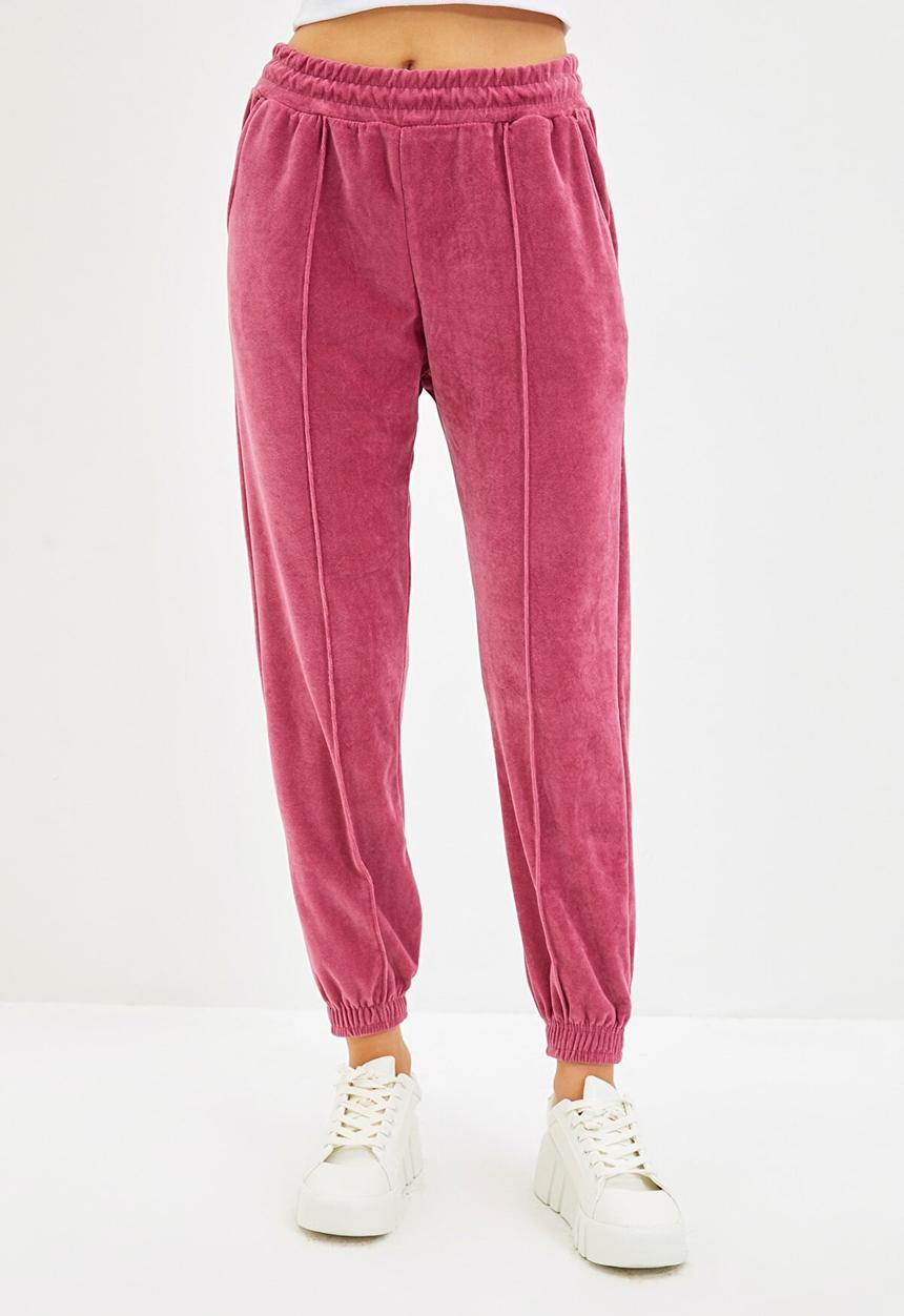 Trendyol - Velvet loose jogger sweatpants - rose