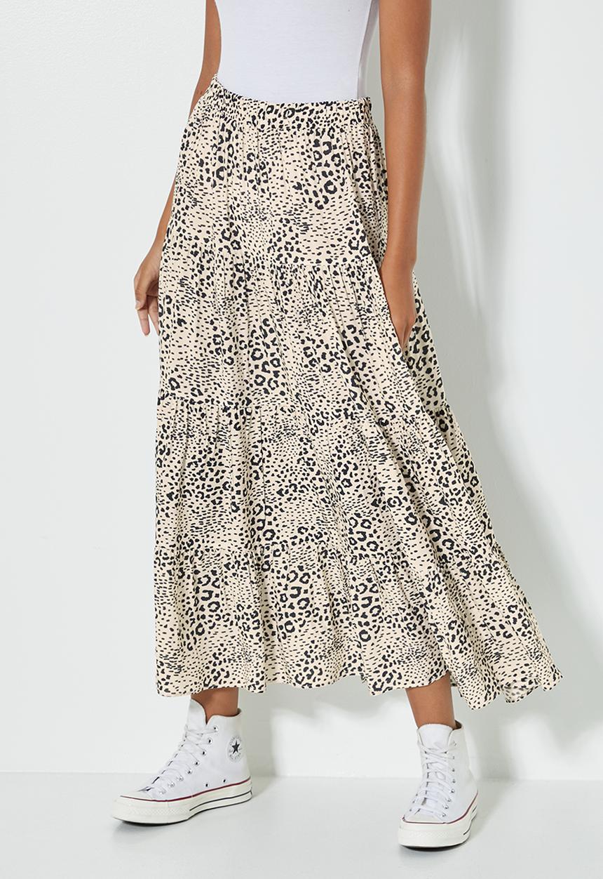 Superbalist - Tiered midi skirt - minimal animal