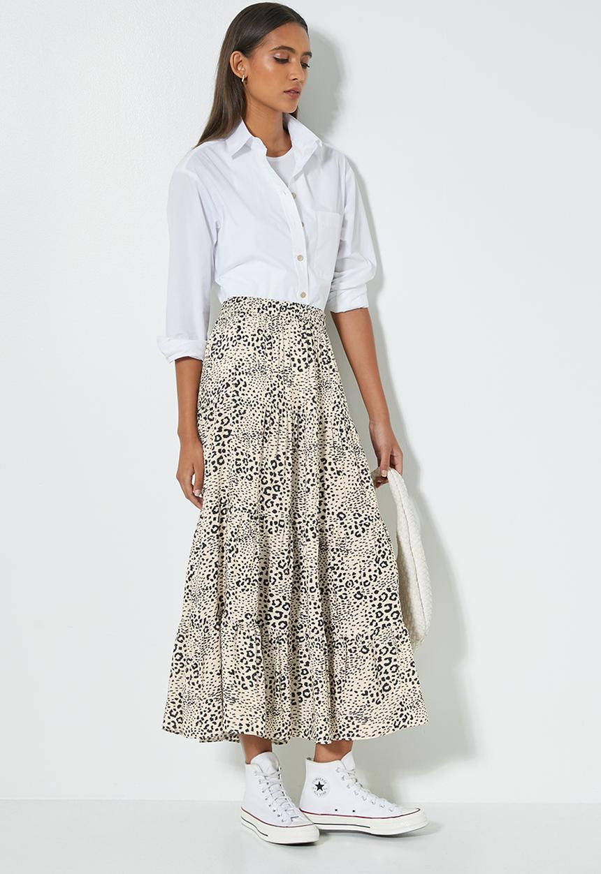 Superbalist - Tiered midi skirt - minimal animal