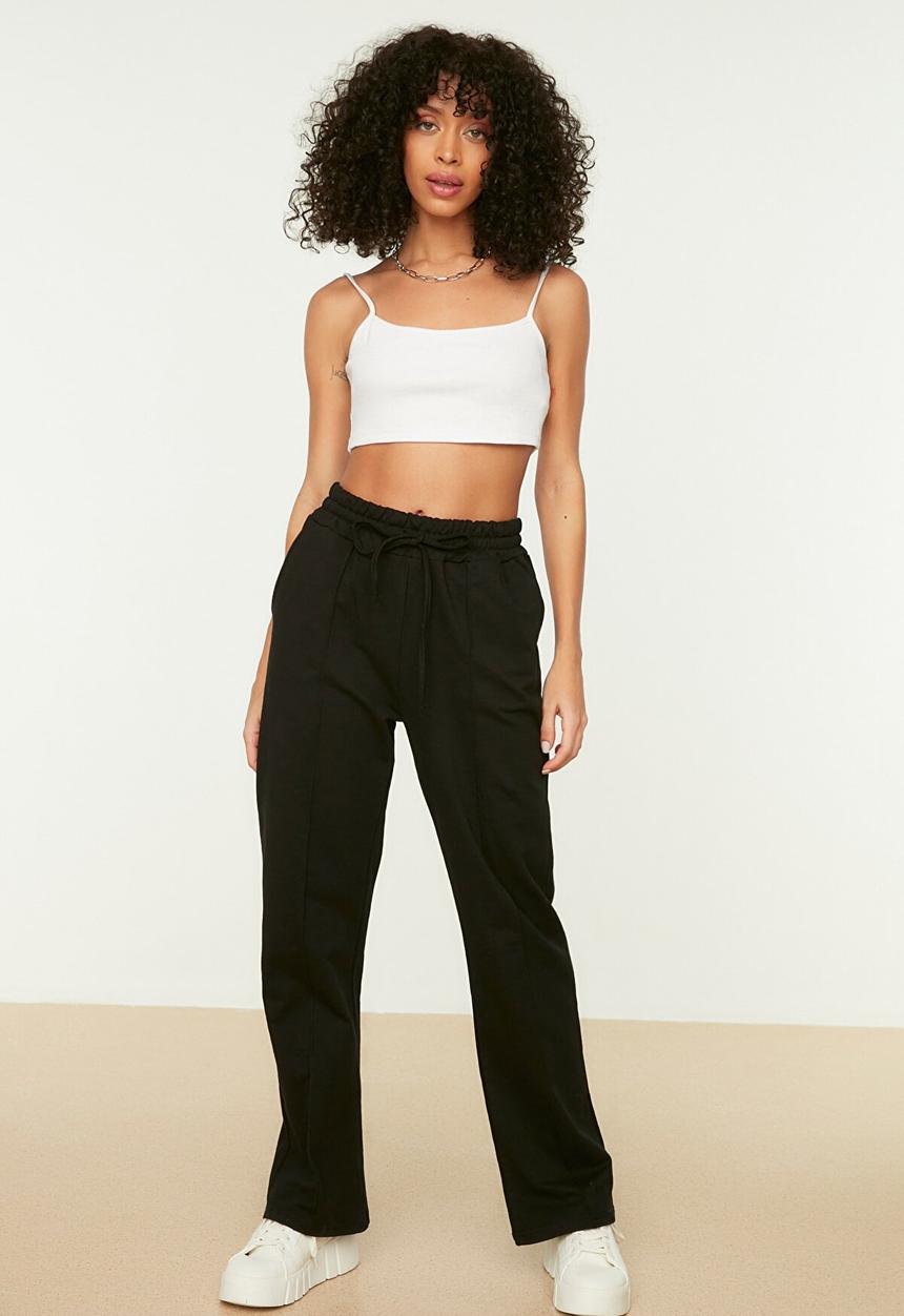 Trendyol - Straight fit slim sweatpants - black