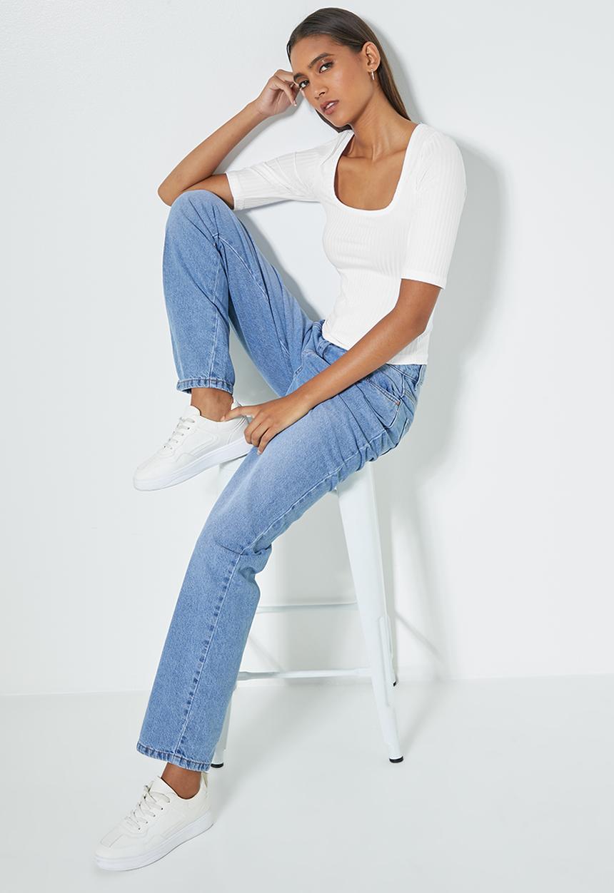 Superbalist - 2 Pack wide rib low scoop neck tee - white & tobacco