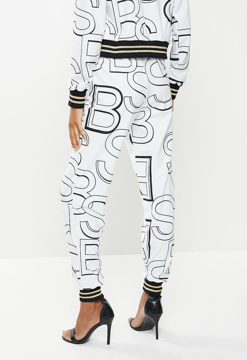 SISSY BOY - Branded trackpants - black & off white