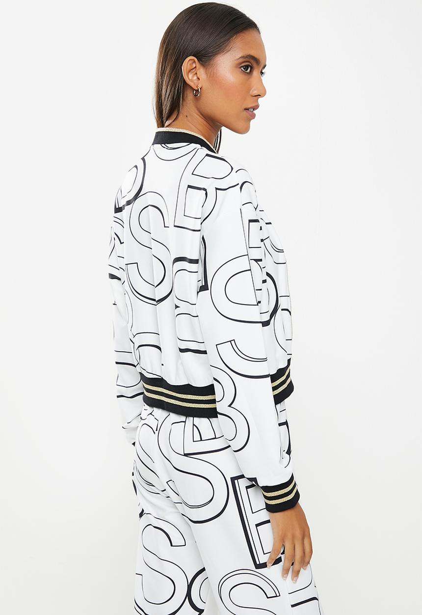 SISSY BOY - Branded bomber jacket with rib - off white & black
