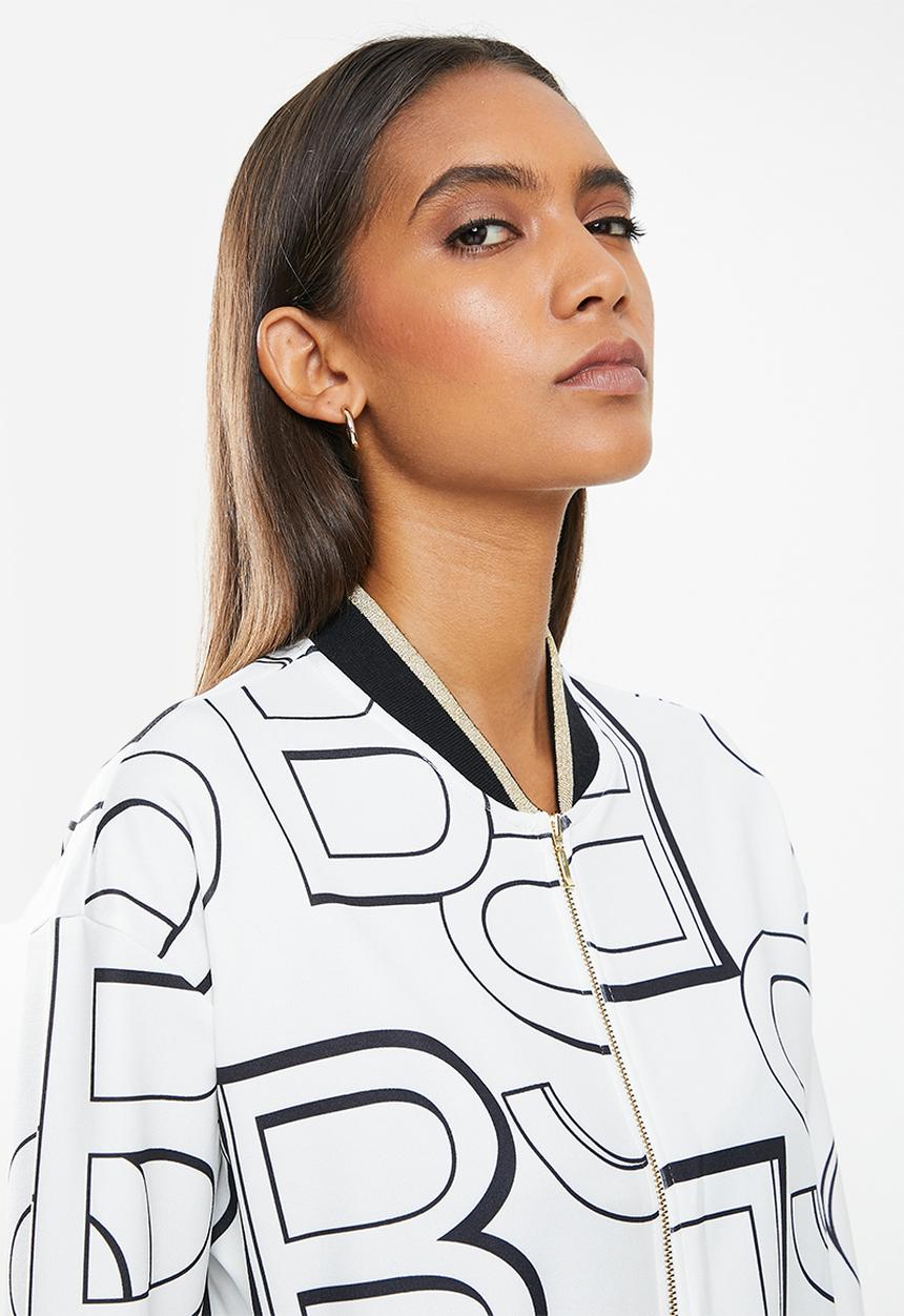 SISSY BOY - Branded bomber jacket with rib - off white & black