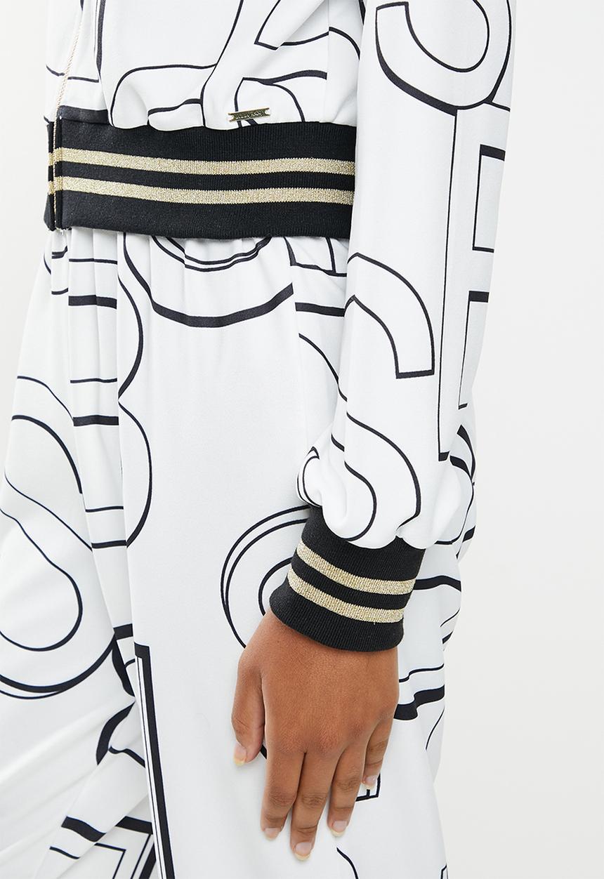 SISSY BOY - Branded bomber jacket with rib - off white & black