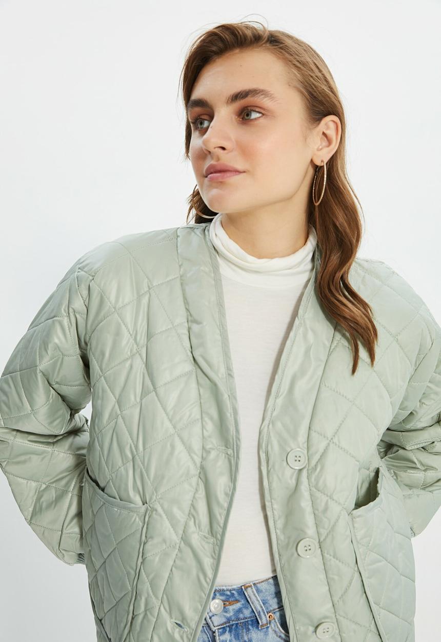 Trendyol - Pocket quilted jacket - mint