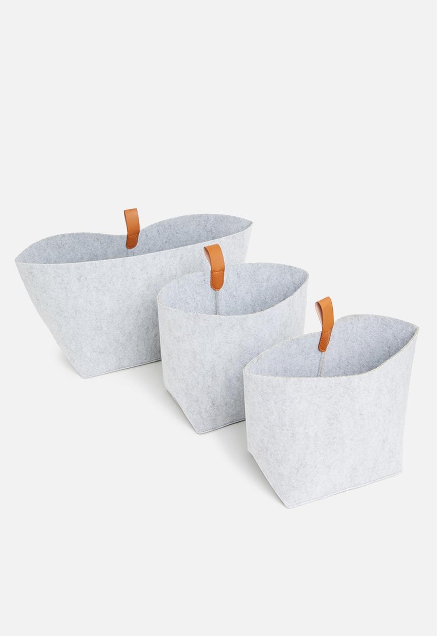 Sixth Floor - Felt basket set of 3 - grey