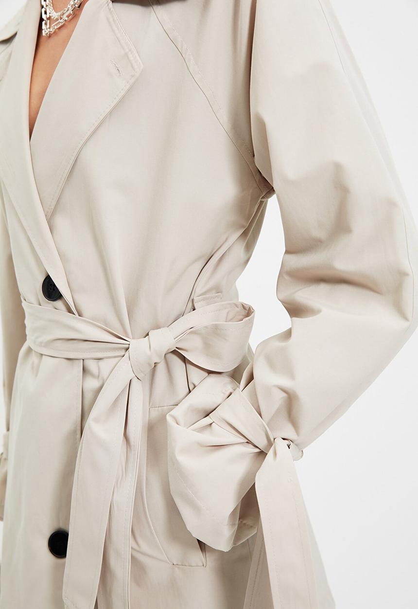 Trendyol - Belted midi trench coat - grey