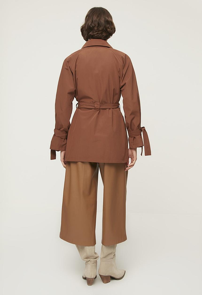 Trendyol - Belted midi trench coat - brown