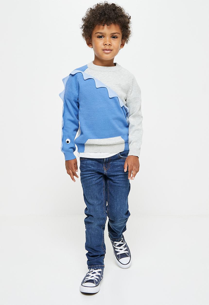 Pop Candy - Boys knitwear - grey & blue