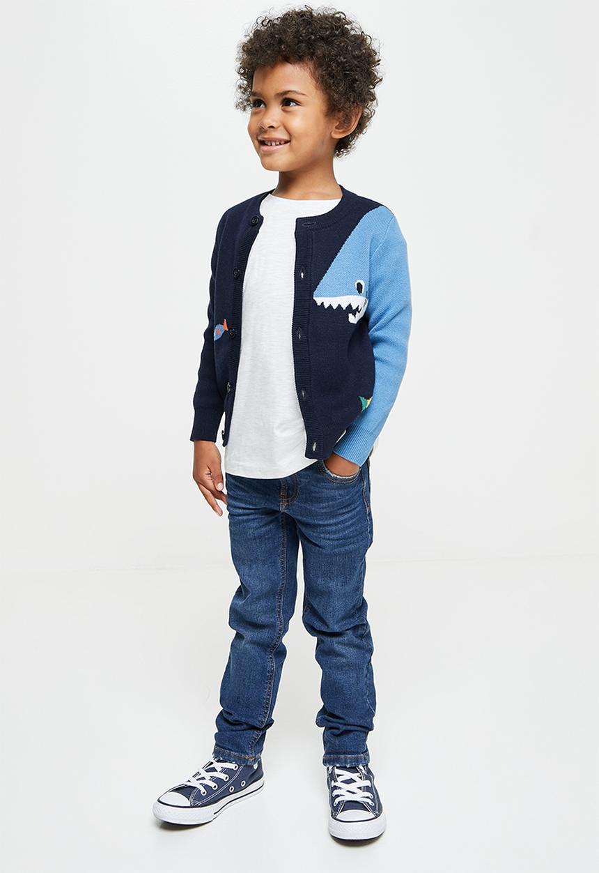 Pop Candy - Boys shark cardigan - navy