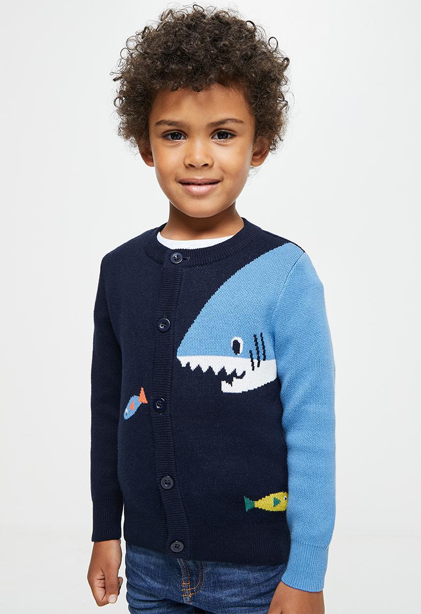 Pop Candy - Boys shark cardigan - navy