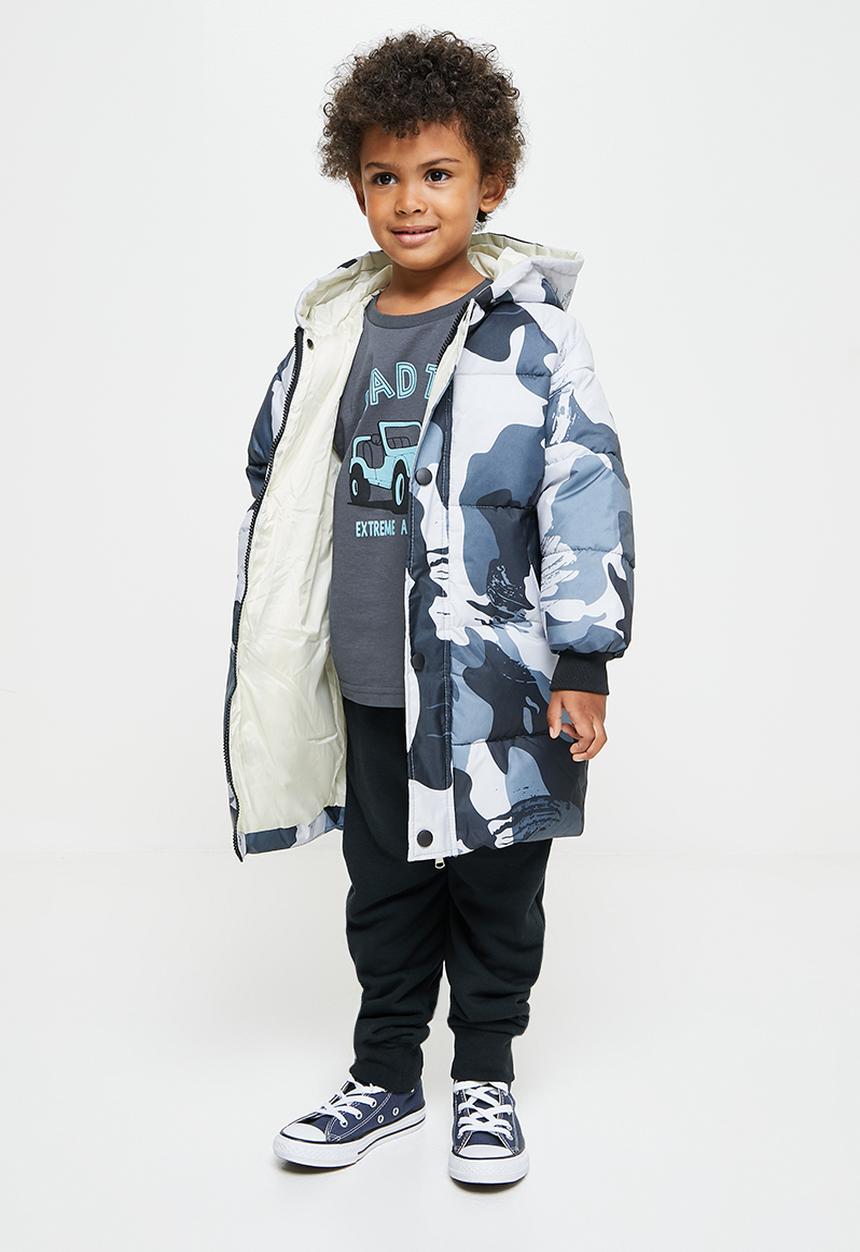 Pop Candy - Boys hooded midi puffer - multi