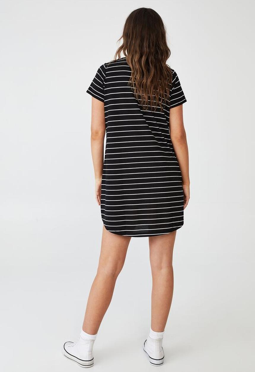 Cotton On - Tina T-shirt dress 2 - black & white stripe