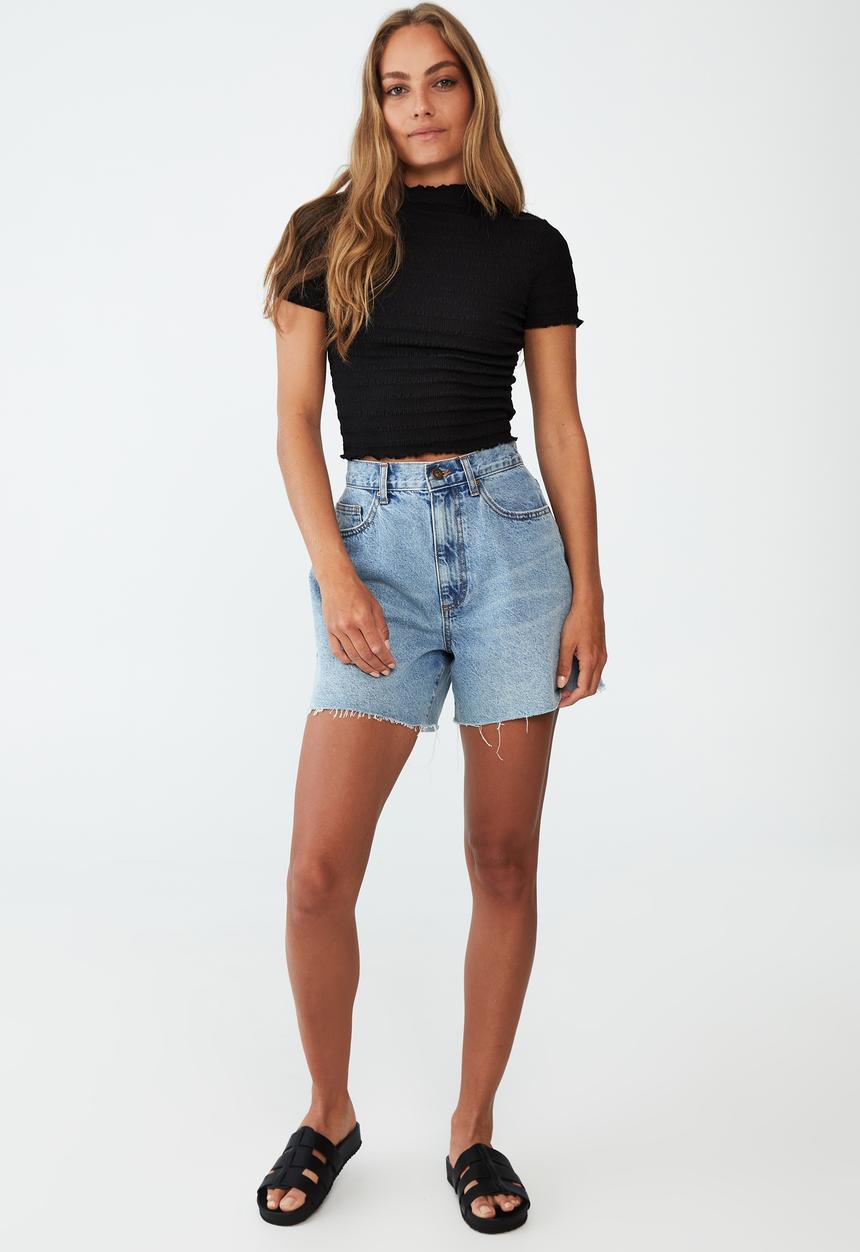 Cotton On - Alice textured short sleeve top - black