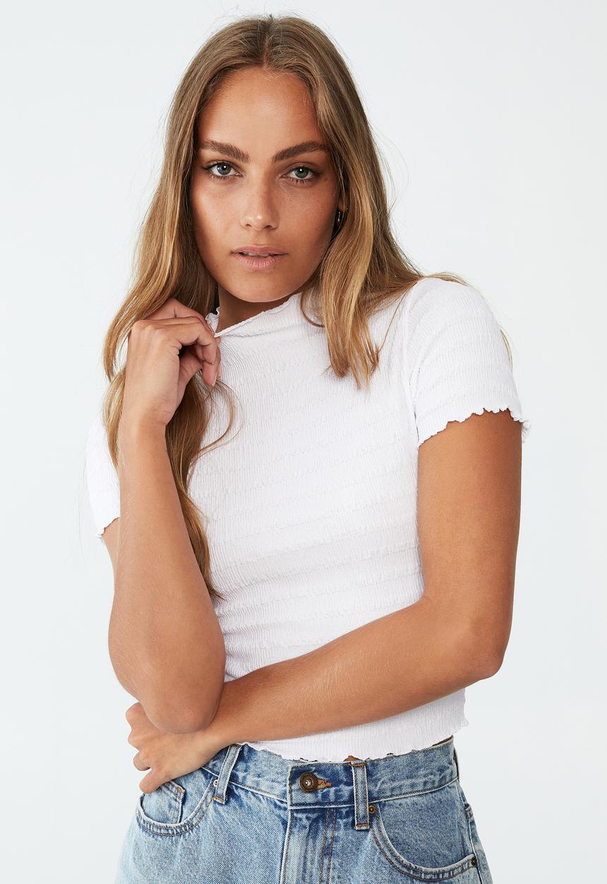 Cotton On - Alice textured short sleeve top - white