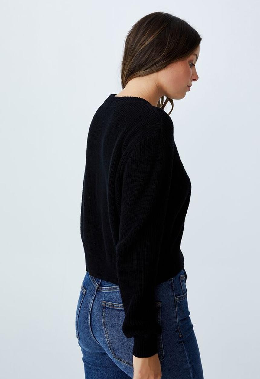 Cotton On - Everyday crop pullover - black