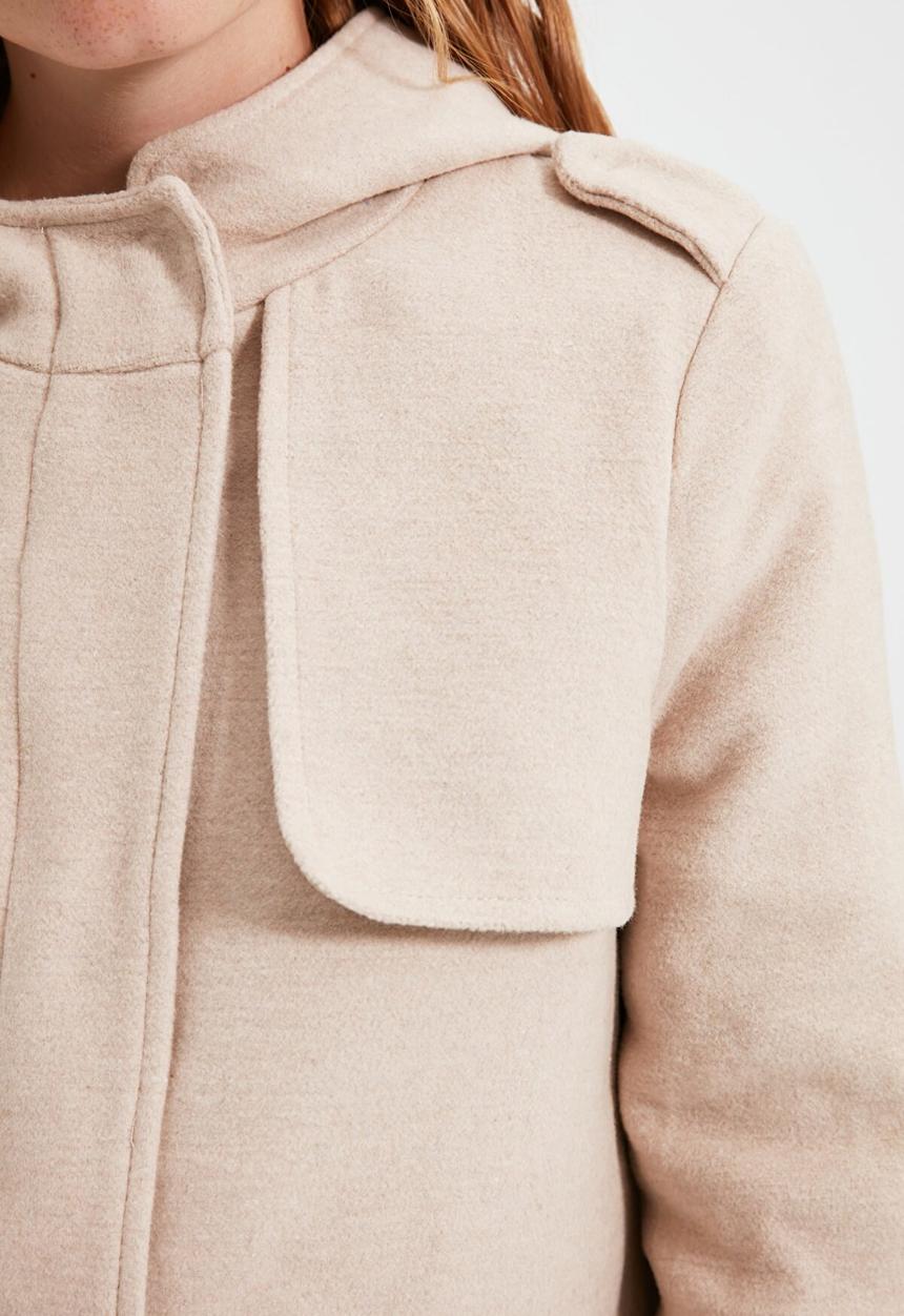 Trendyol - Hooded zipper closure cachet coat - beige