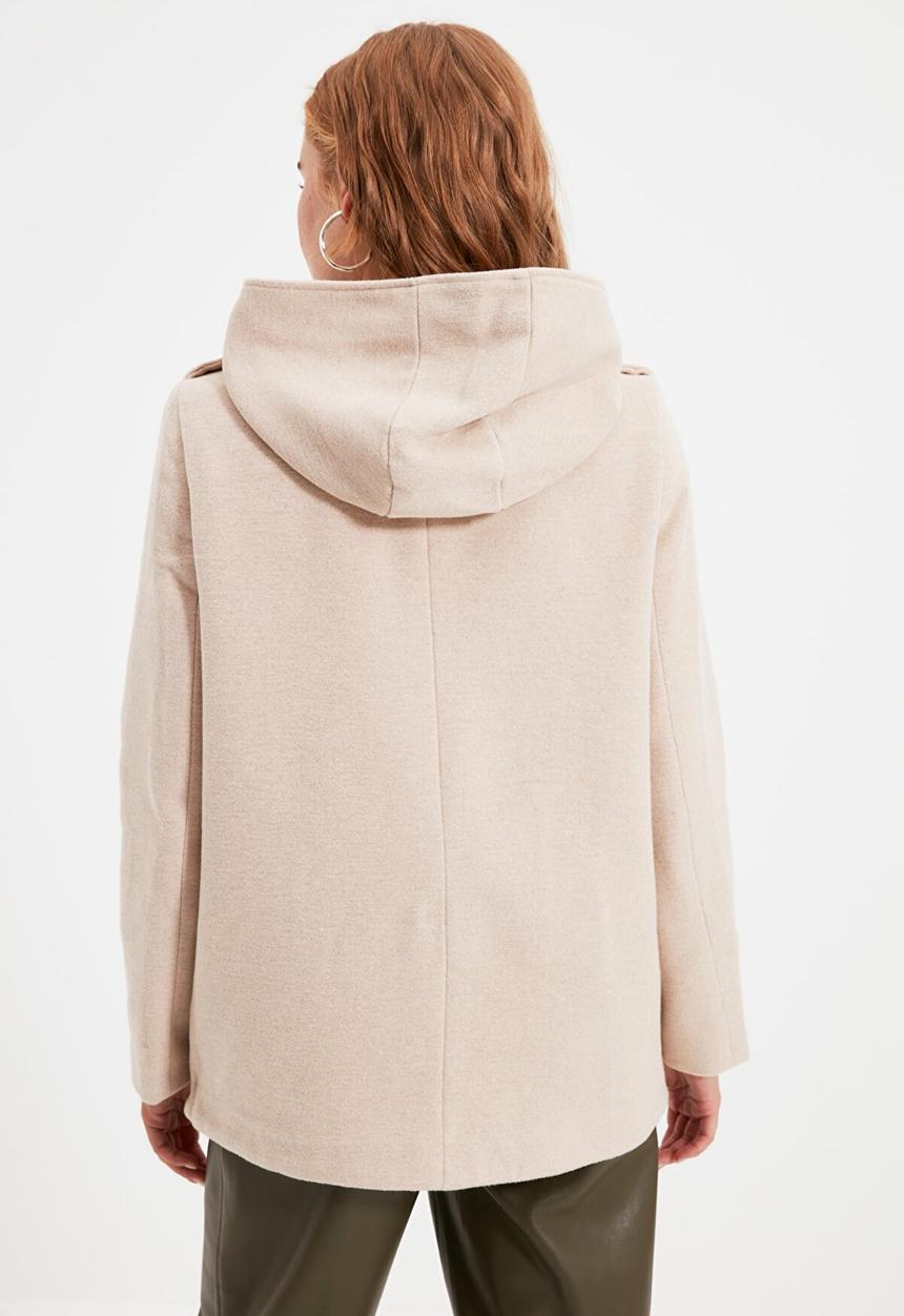 Trendyol - Hooded zipper closure cachet coat - beige