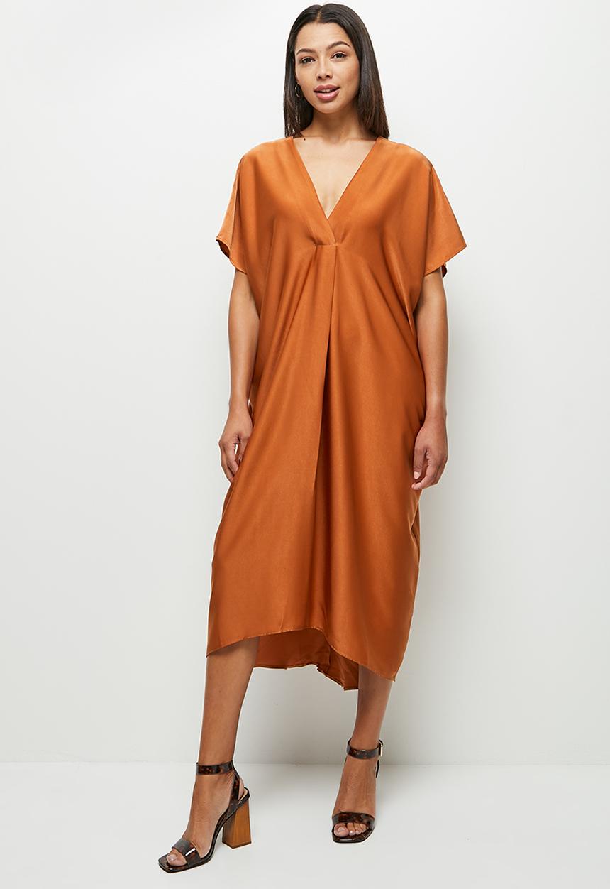 MILLA - Satin Tunic dress - bombay brown
