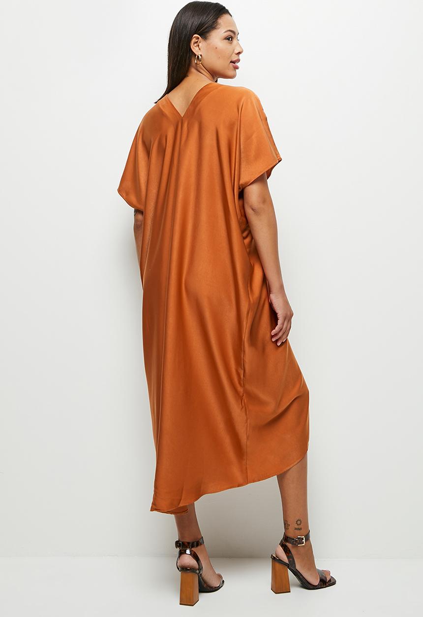 MILLA - Satin Tunic dress - bombay brown
