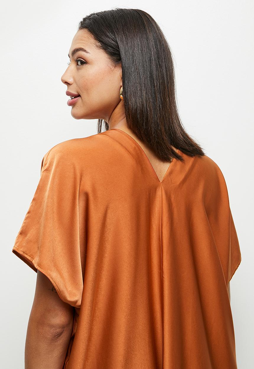 MILLA - Satin Tunic dress - bombay brown
