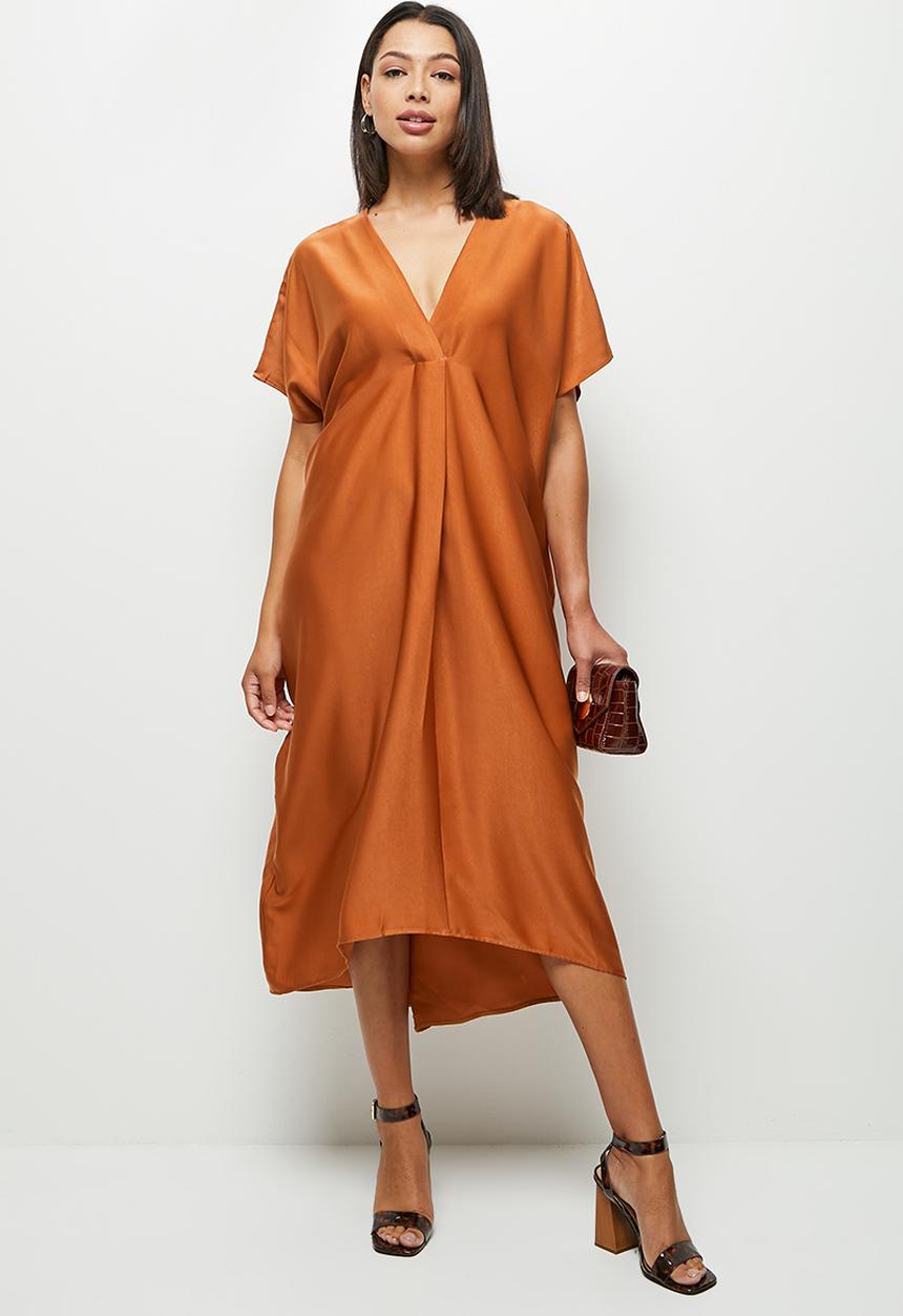 MILLA - Satin Tunic dress - bombay brown