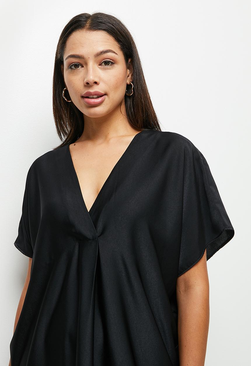 MILLA - Satin kaftan - black