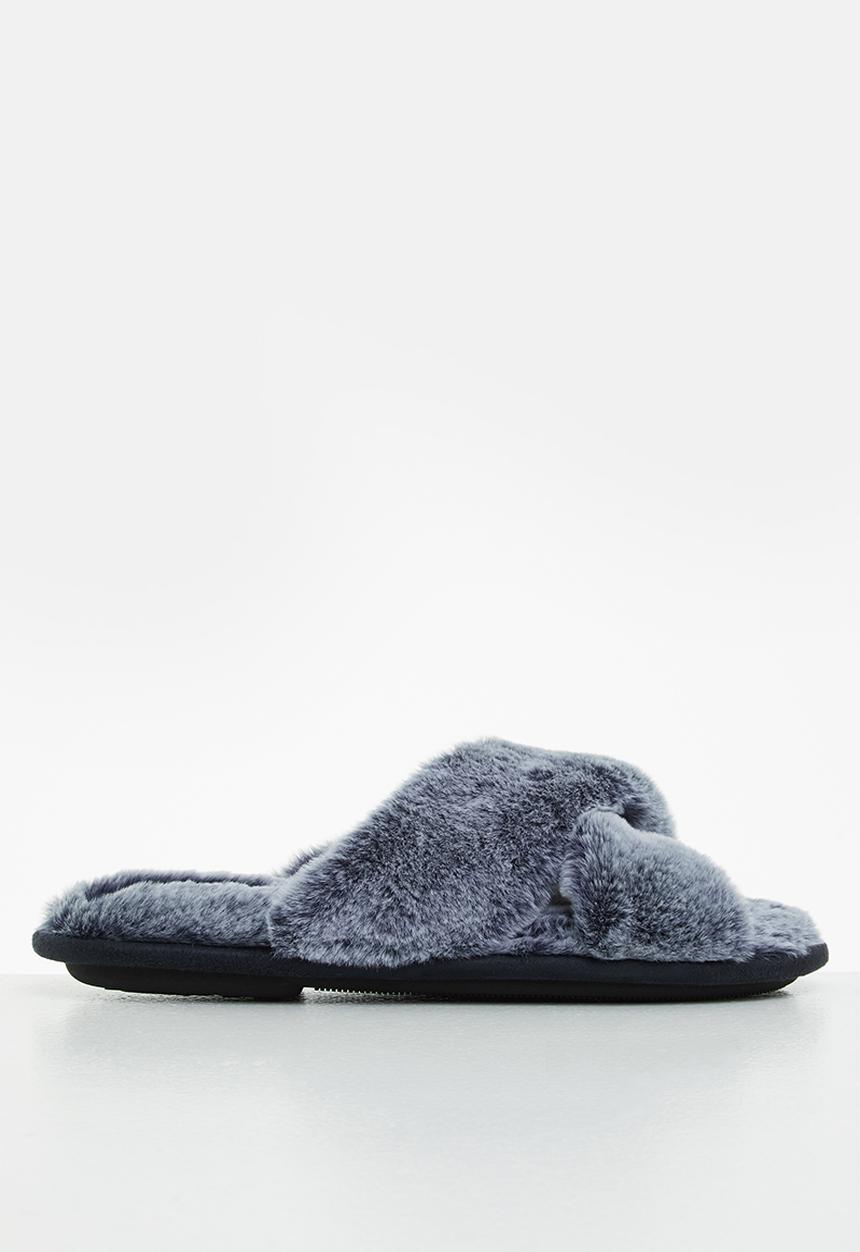 Hush Puppies - Ambra slipper - navy faux fur