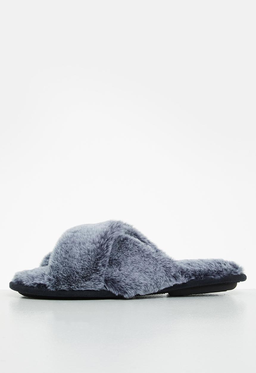 Hush Puppies - Ambra slipper - navy faux fur
