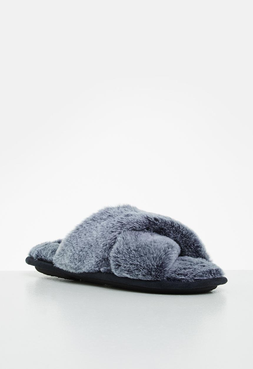 Hush Puppies - Ambra slipper - navy faux fur