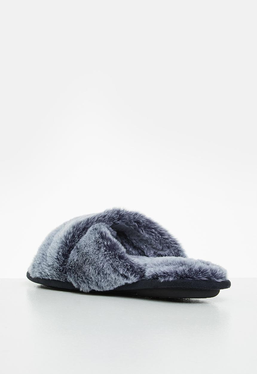 Hush Puppies - Ambra slipper - navy faux fur