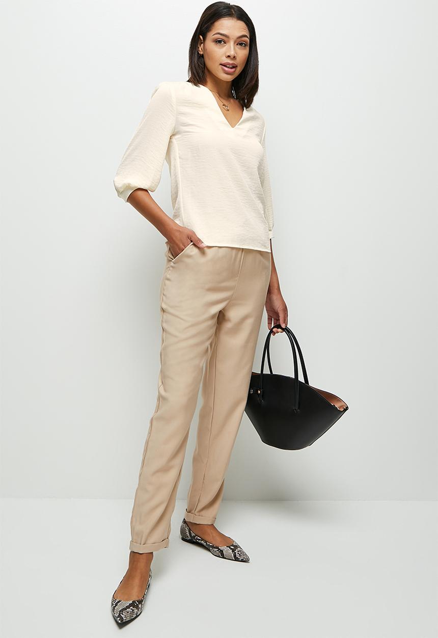 edit - Femme gauged sleeve blouse - ecru