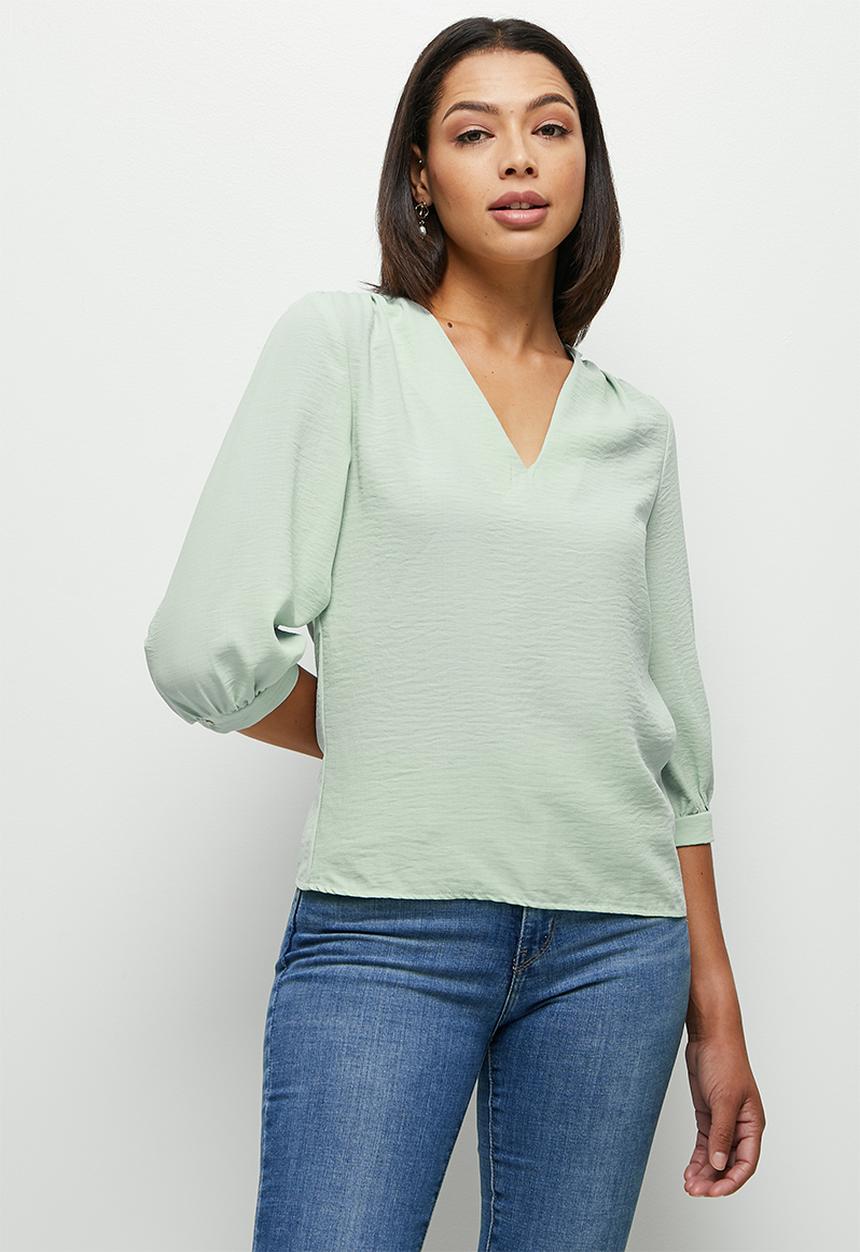 edit - Femme gauged sleeve blouse - dusty sage